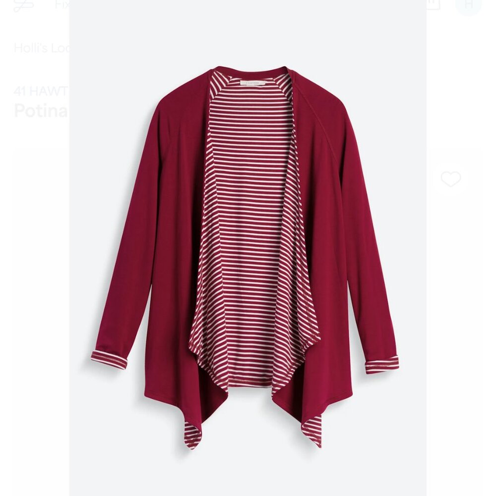 41 Hawthorn Potina Draped Cardigan – XXL – Burgundy